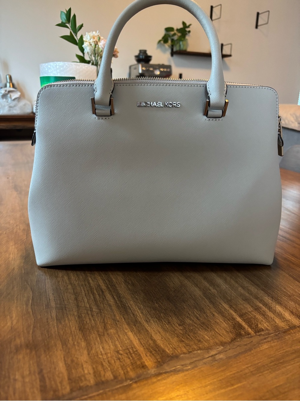 Michael Kors Gray Saffiano Leather Bag
